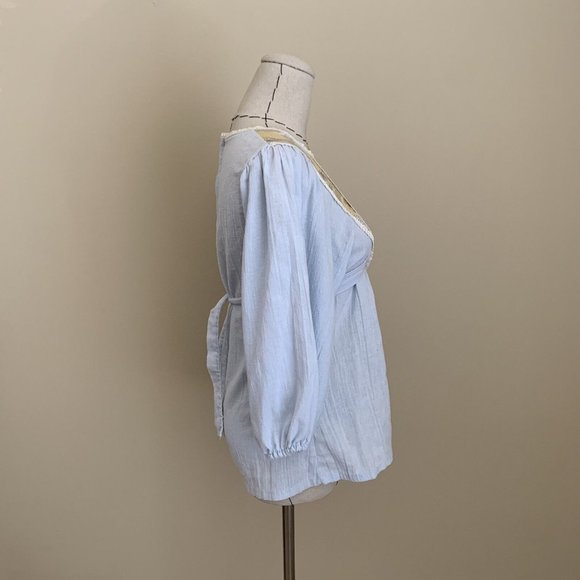 Vintage 70s Calico Patchwork Prairie Quilt Cottage Core Puff Sleeve Top S - Picture 5 of 12